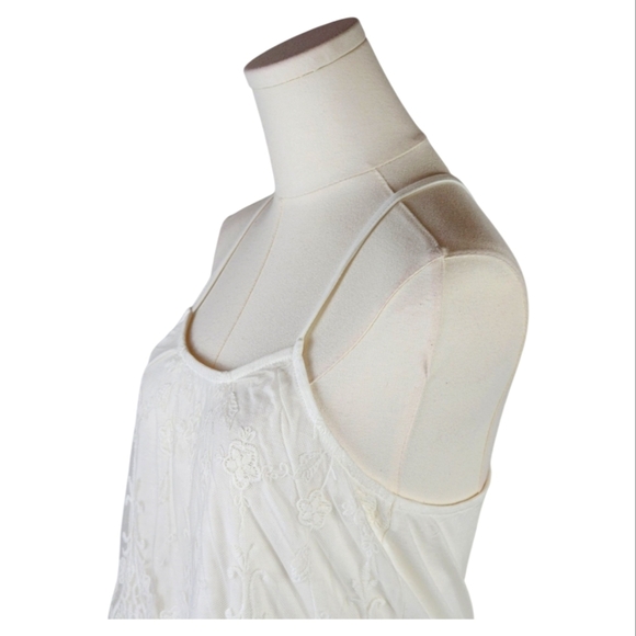 ACK Ivory Lace Overlay Racerback Tank Top Style ACK757 Size M - Picture 3 of 8